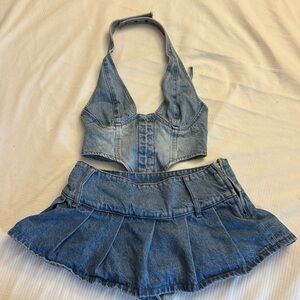 Edikted denim corset & skirt set